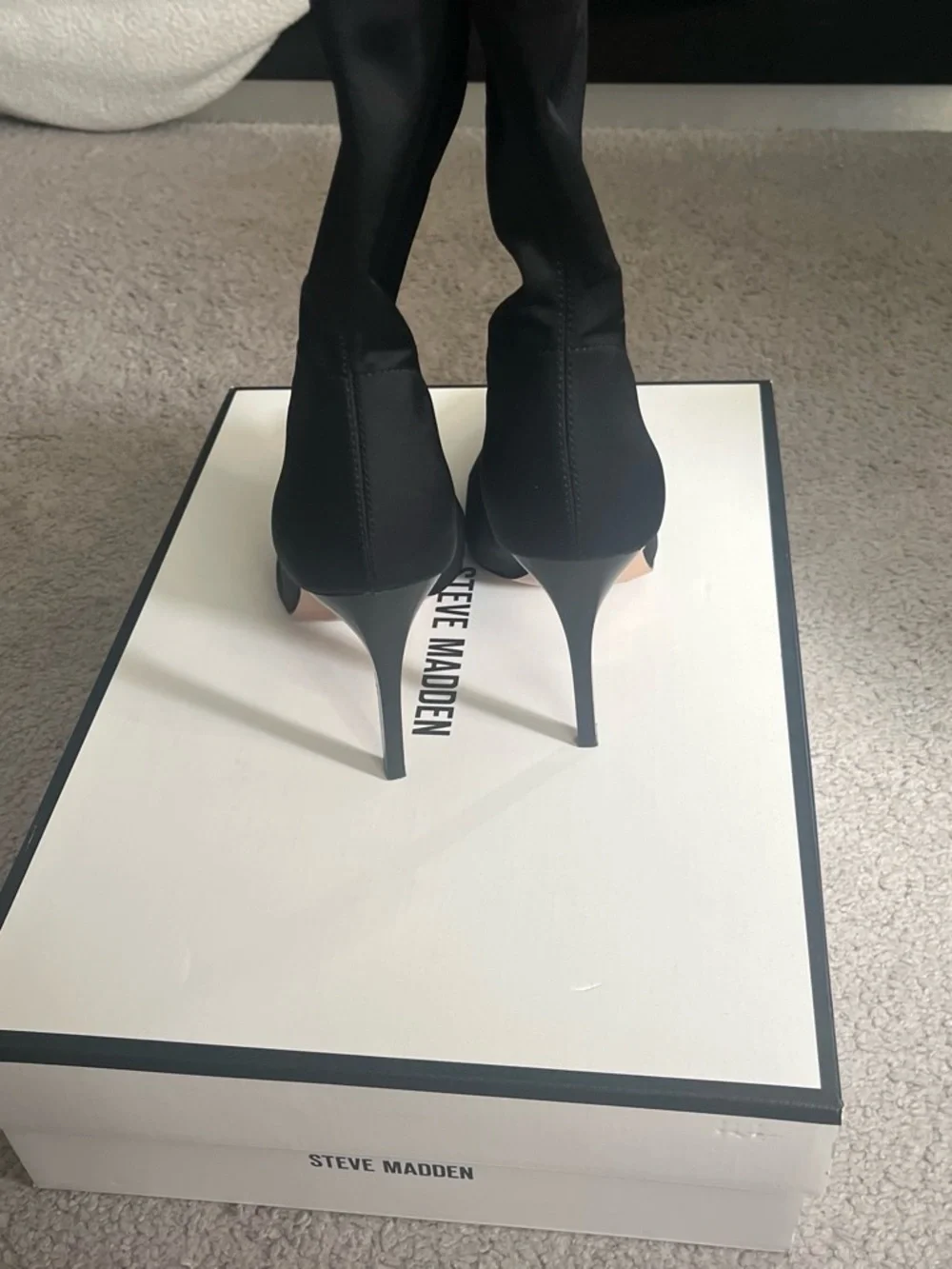 Steve Madden Black Stretch Stiletto Booties